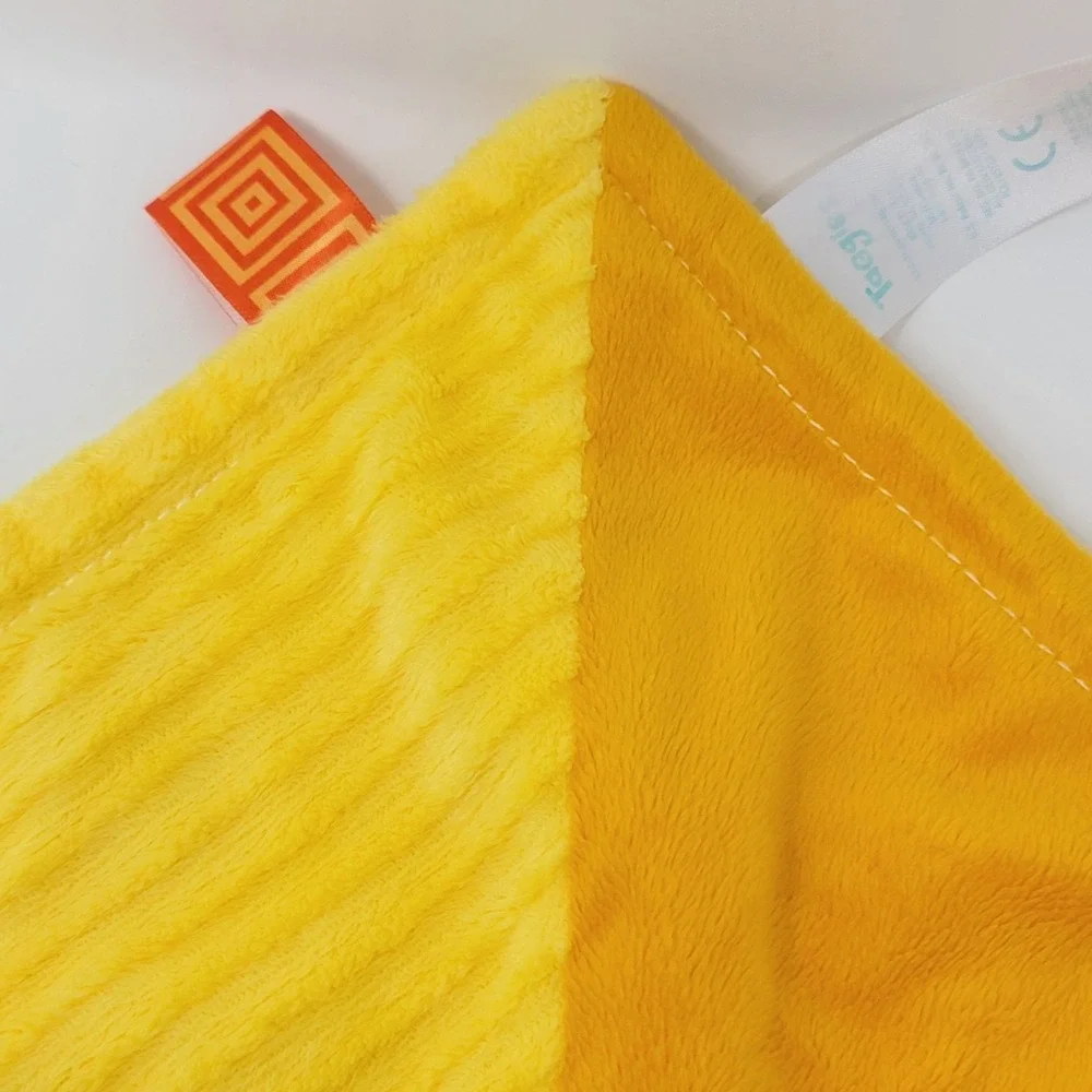 Taggies Monkey Lovey Yellow Blue Colorful Plush Ribbons Sensory Security Blanket